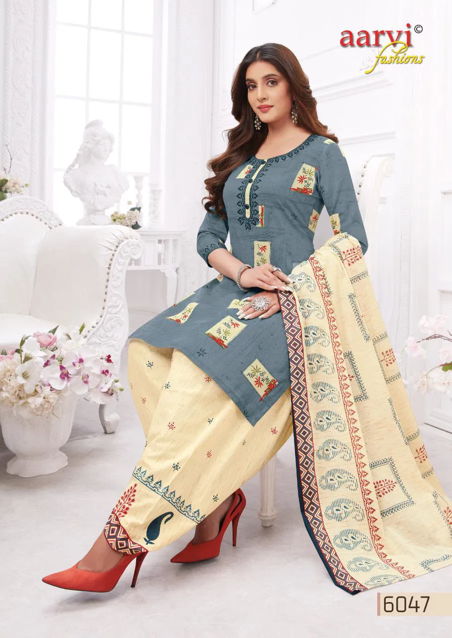 Aarvi Special Patiyala 17 Printed Cotton Casual Daily Wear Dress Material Collection
